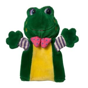 Vintage Frog Puppet 1995 Green Plush Stuffed Animal Kids Pretend Play Preschool